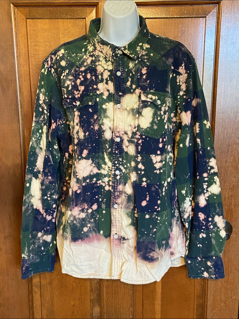 National Outfitters Tie Dyed Button Long Sleeve Flannel Streetwear Size Large